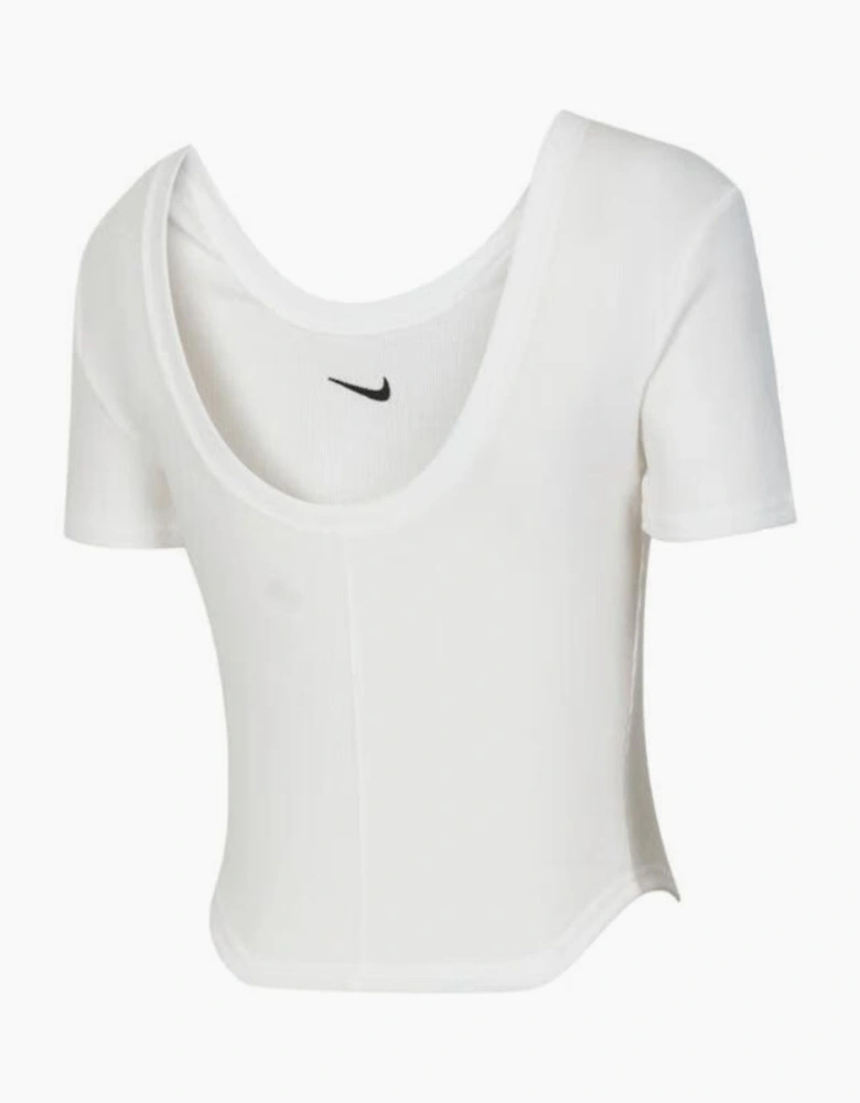 Nike Tight Scoop-Back Short-Sleeve Mini-Rib Tan Top