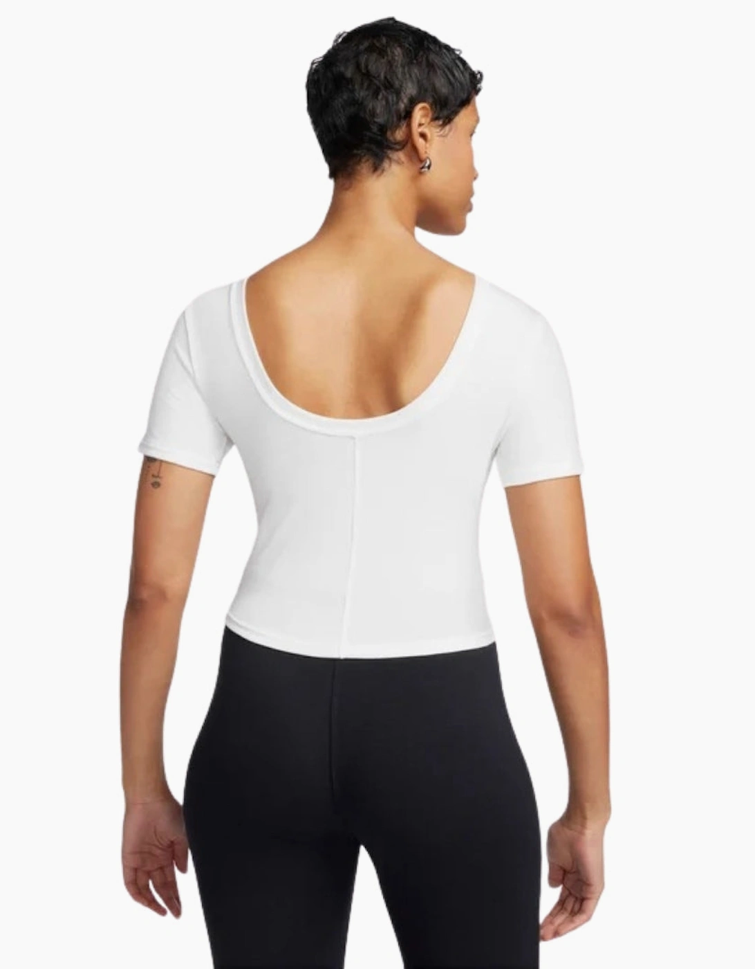Nike Tight Scoop-Back Short-Sleeve Mini-Rib Tan Top