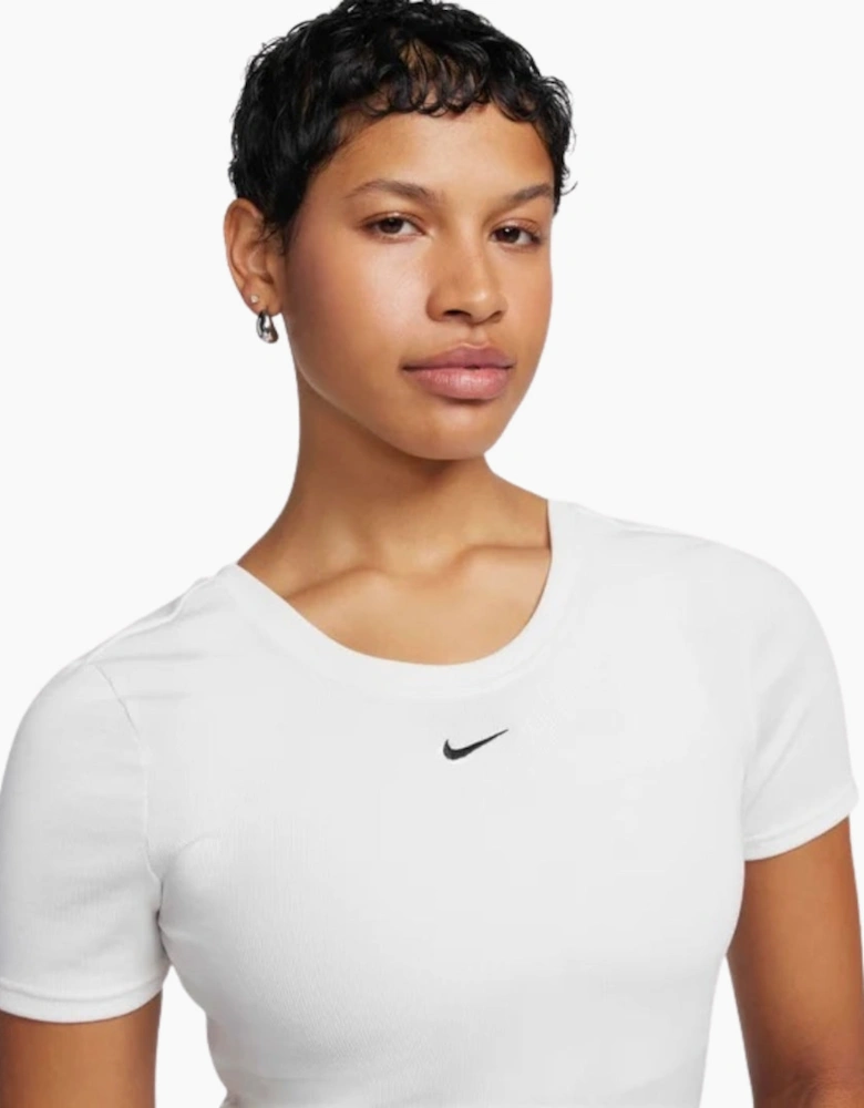 Nike Tight Scoop-Back Short-Sleeve Mini-Rib Tan Top