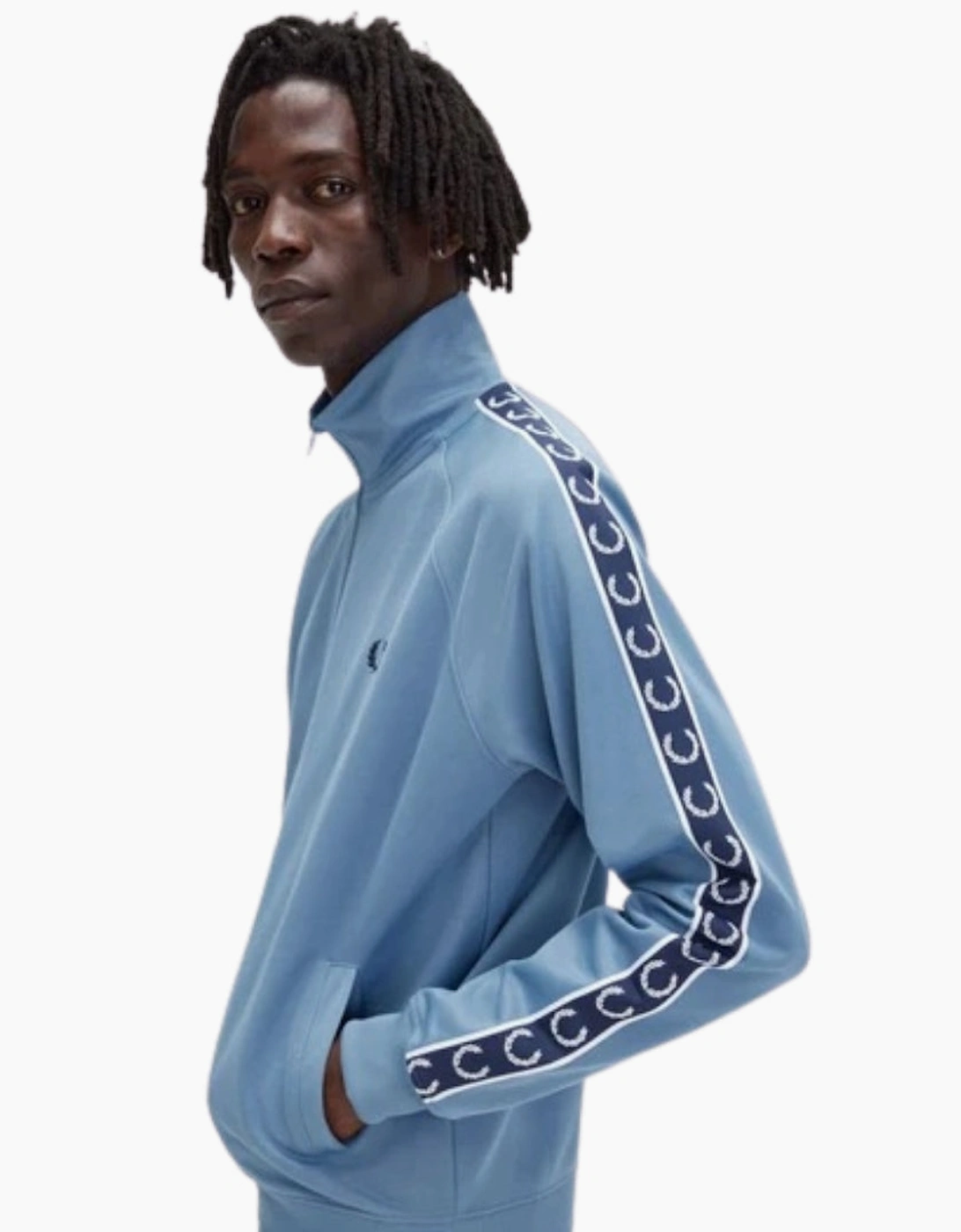 Fred Perry Contrast Tape Ash Blue Track Jacket