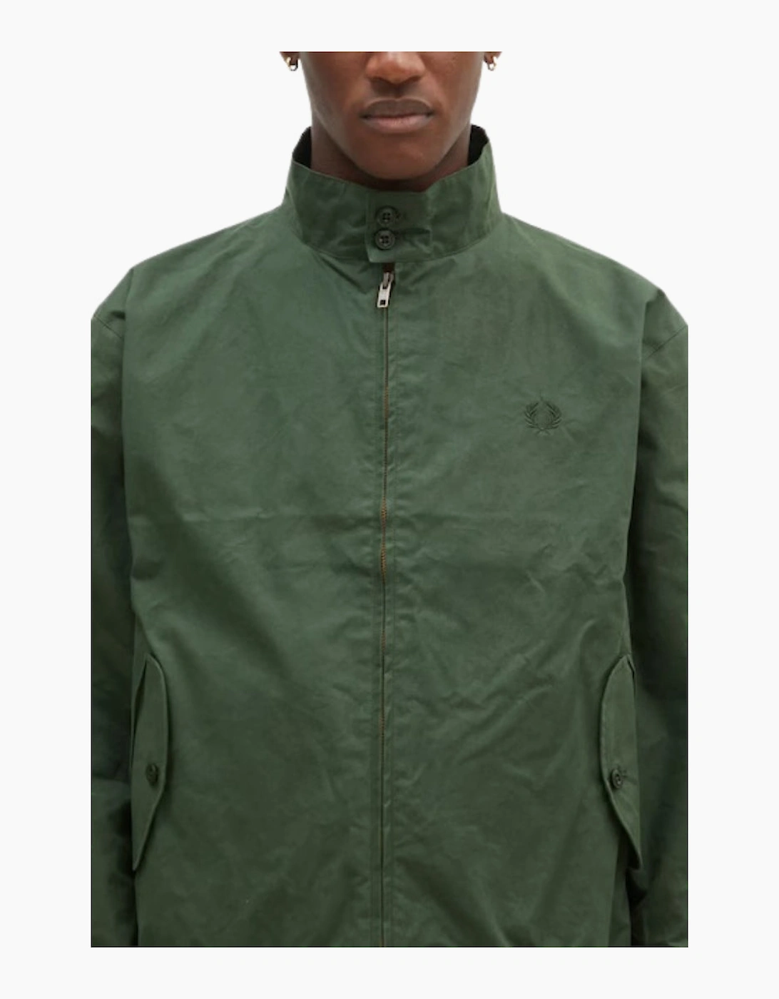 Fred Perry Made In England Waxed Night Green Harrington Jacket