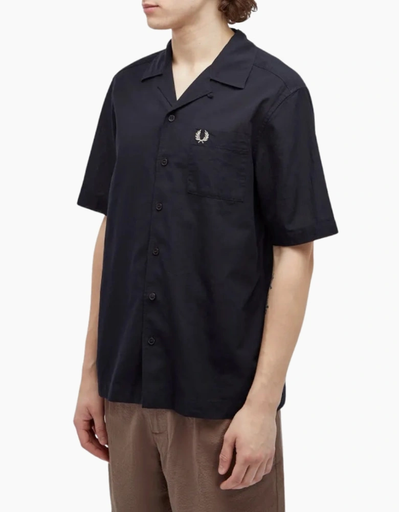 Fred Perry Textured Lightweight Navy Blue Vacation Shirt
