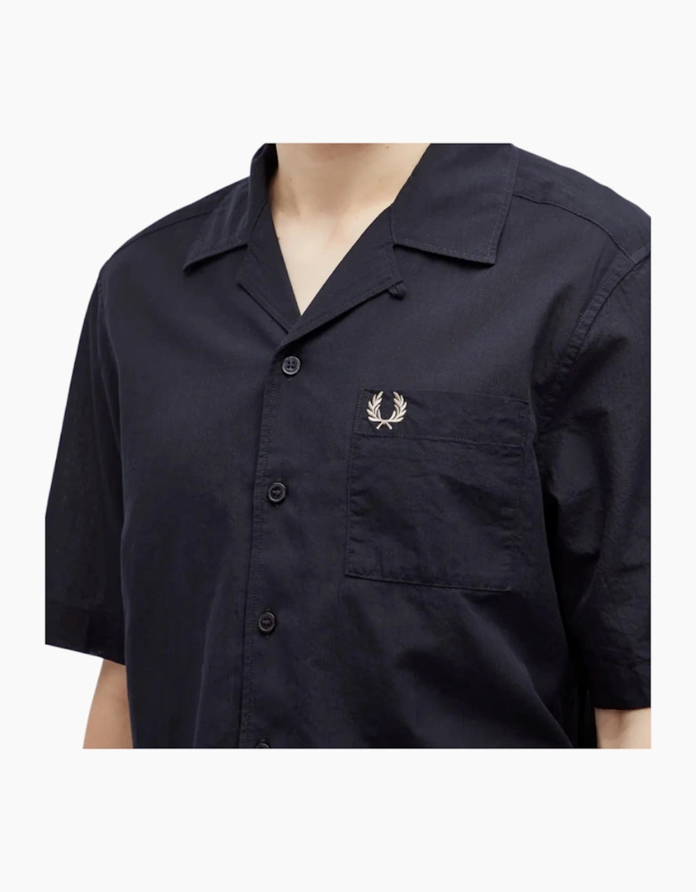 Fred Perry Textured Lightweight Navy Blue Vacation Shirt