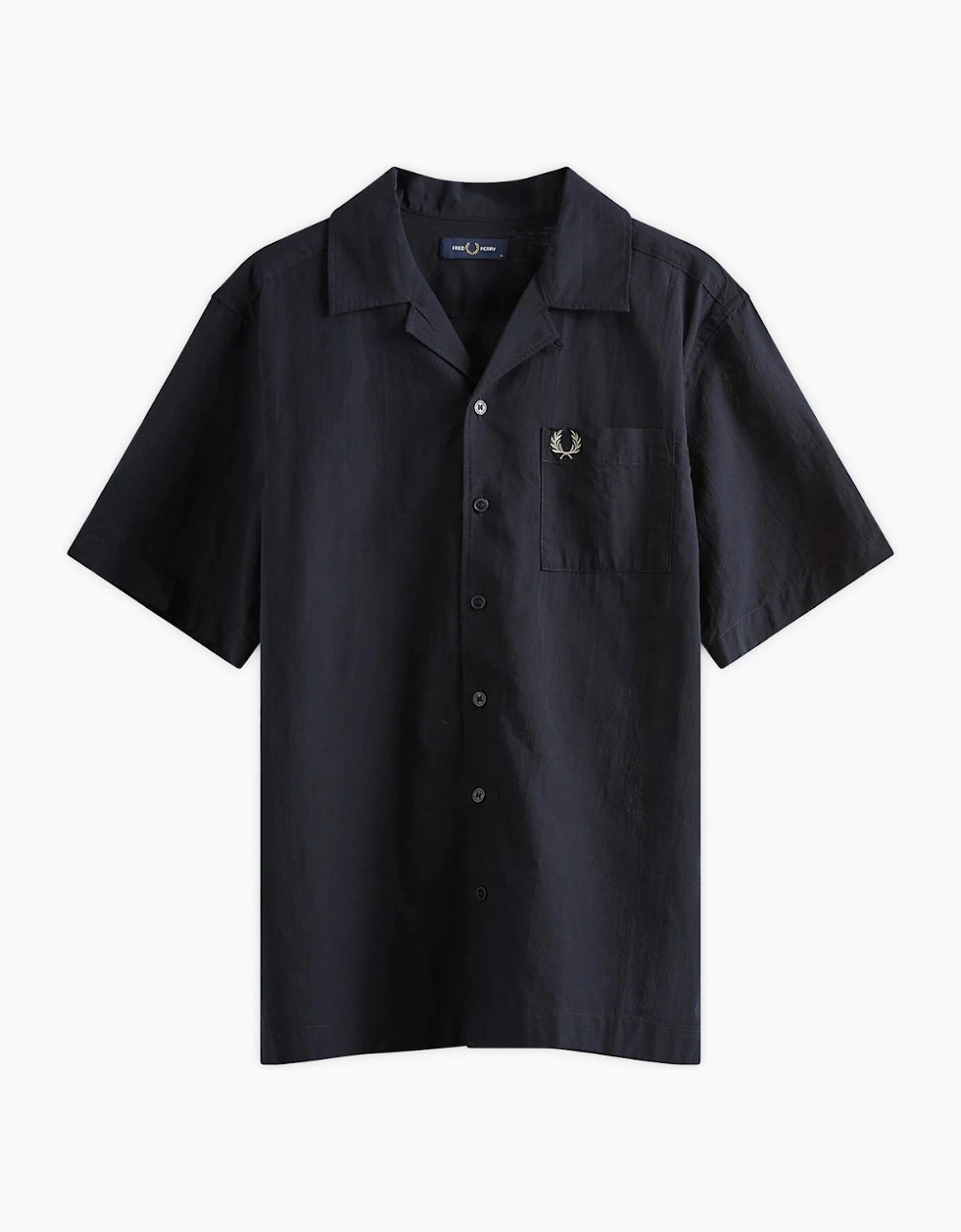 Fred Perry Textured Lightweight Navy Blue Vacation Shirt, 6 of 5