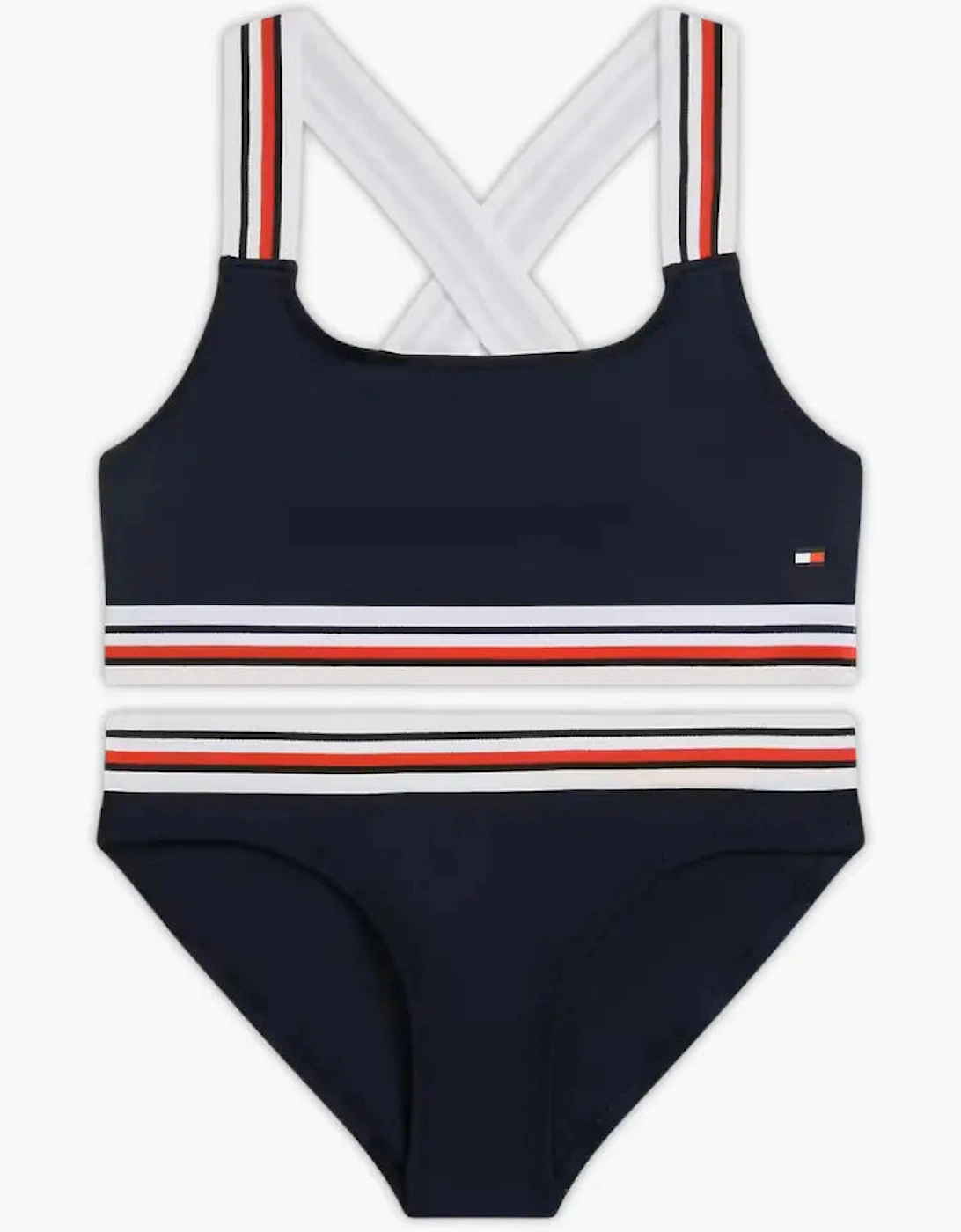 Girls Global Stripe Bralette Bikini Swim Set, Dark Night Navy, 4 of 3