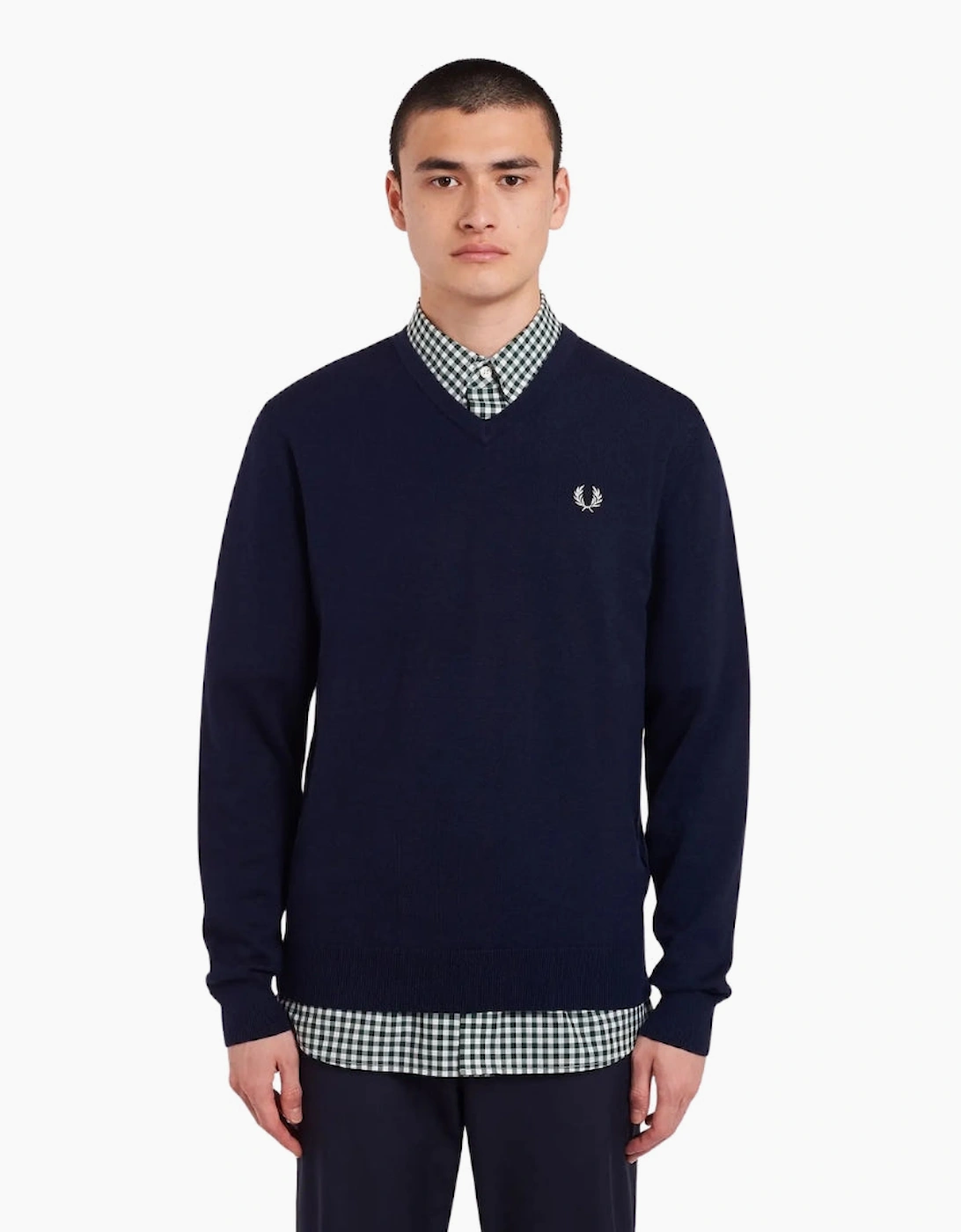 Fred Perry Classic V-Neck Navy Blue Jumper