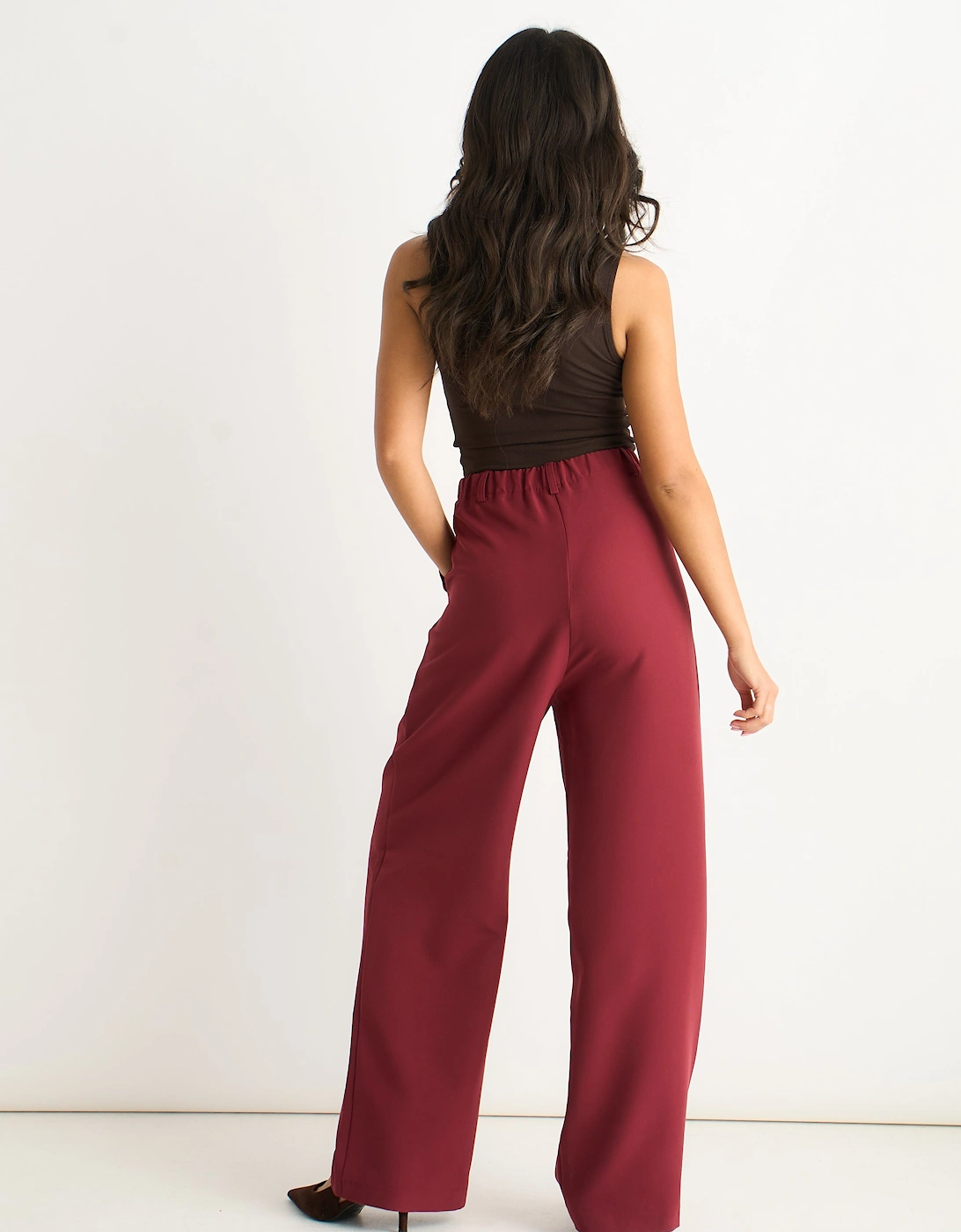 Rust Wide Leg Pleat Tailoring Trouser