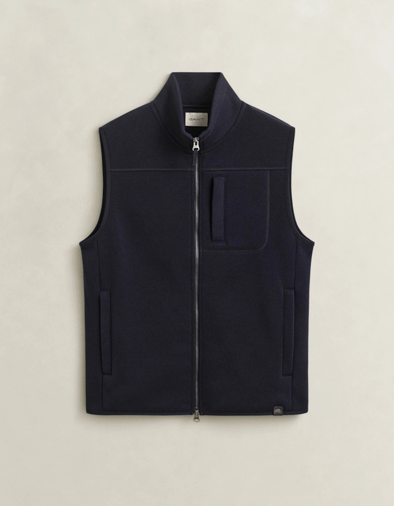 GANT Mens Zipped Fleece Vest - 433 Evening Blue