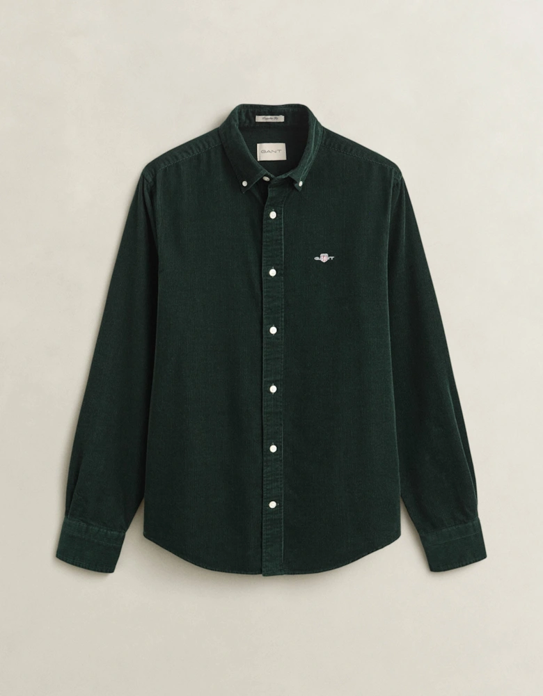 GANT Mens Regular Fit Corduroy Shirt - 374 Tartan Green