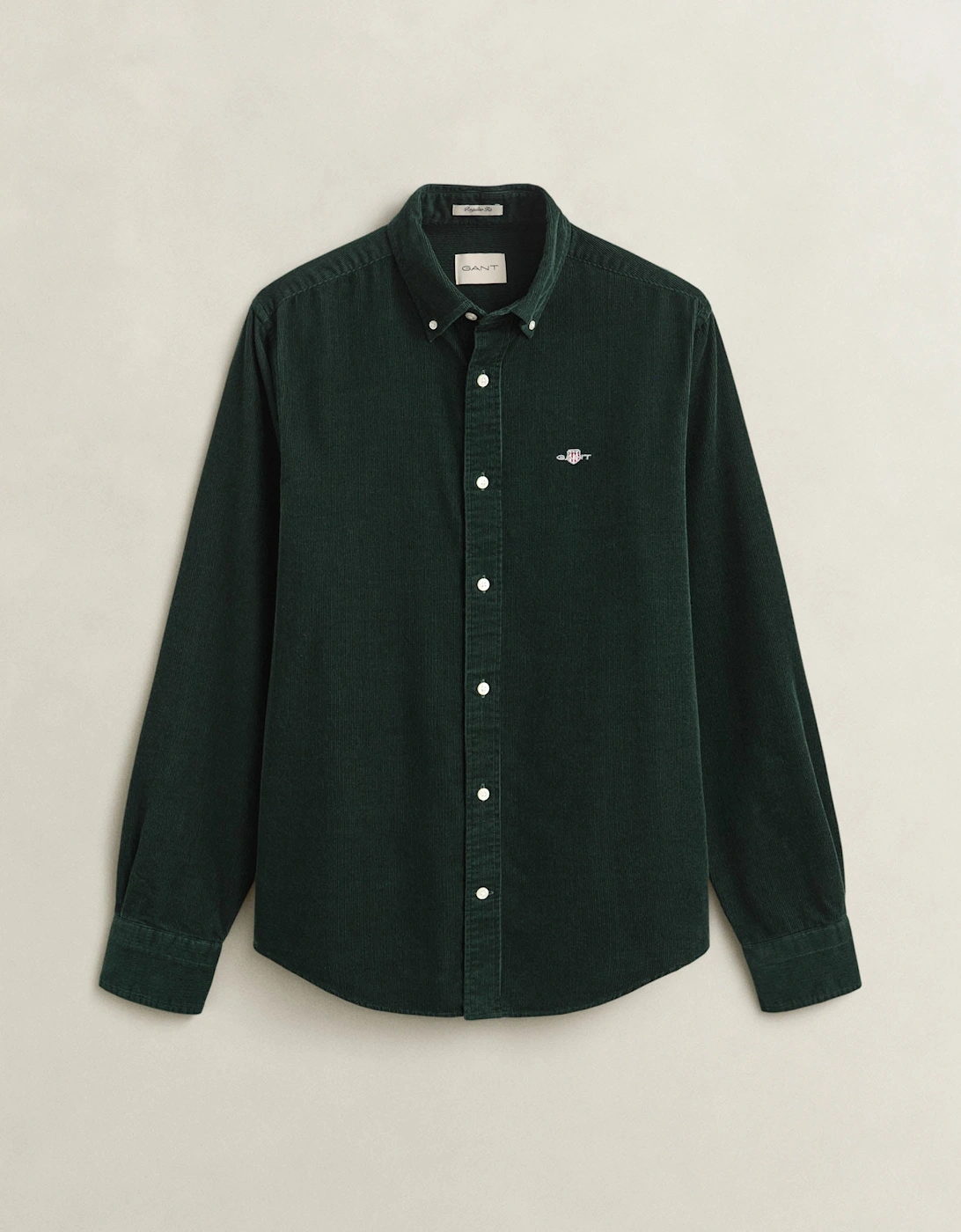 GANT Mens Regular Fit Corduroy Shirt - 374 Tartan Green, 2 of 1