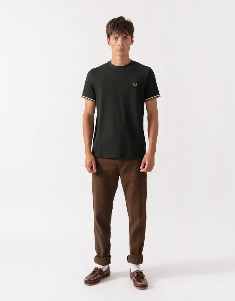 Fred Perry Mens Twin Tipped Cuff T-Shirt - Night Green Q20