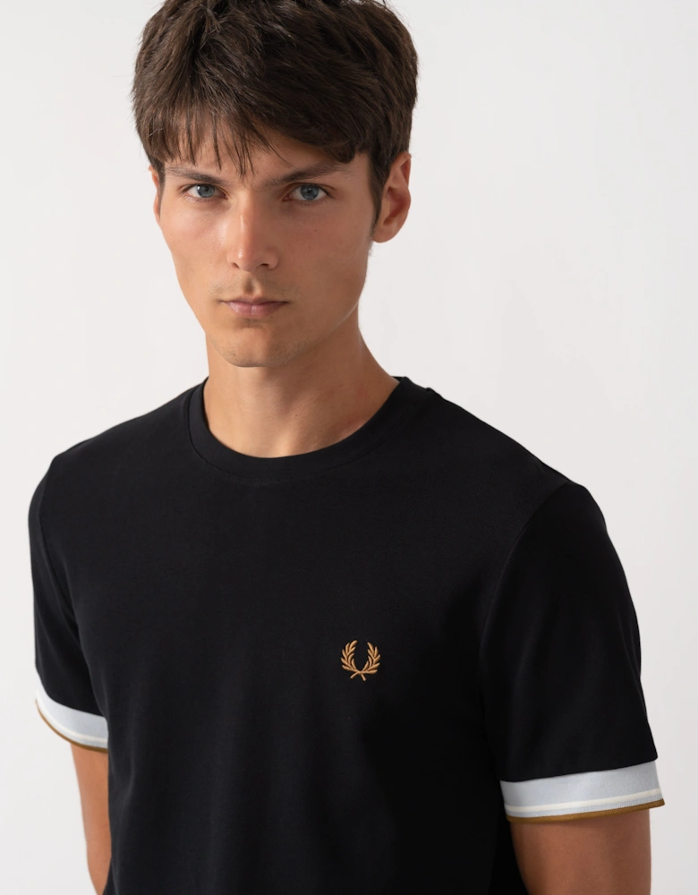 Fred Perry Mens Twin Tipped Cuff T-Shirt - Black R88