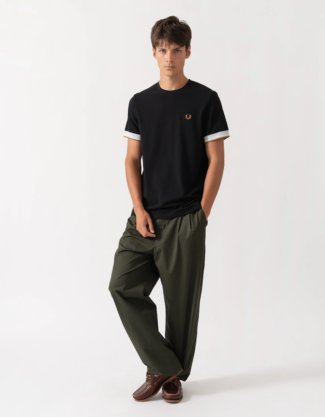 Fred Perry Mens Twin Tipped Cuff T-Shirt - Black R88
