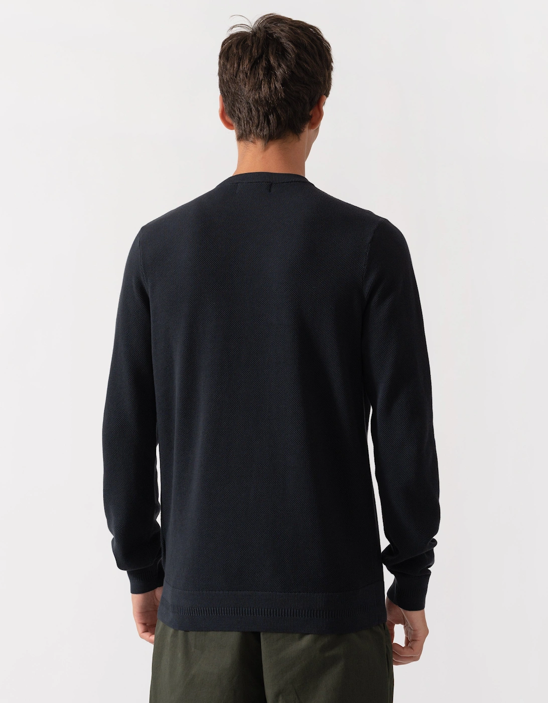 Fred Perry Mens Pique Stitch Jumper - Navy 421