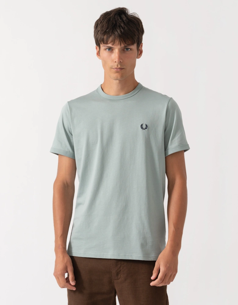 Fred Perry Mens Ringer T-Shirt - Silver Blue 62C
