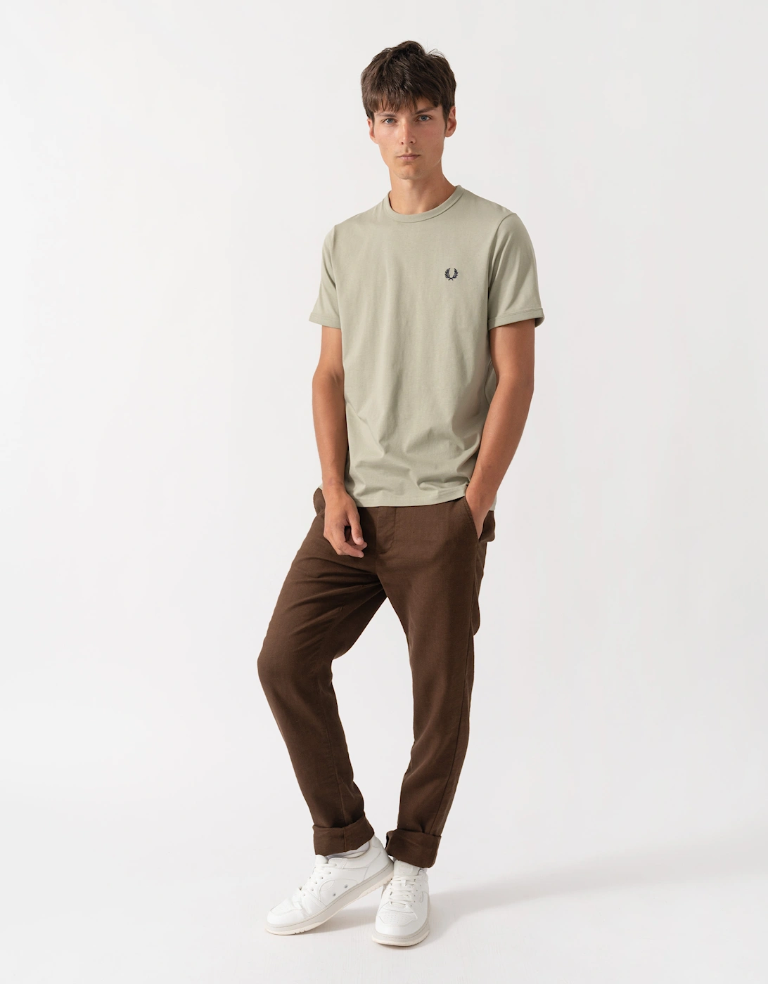 Fred Perry Mens Ringer T-Shirt - Seagrass R89