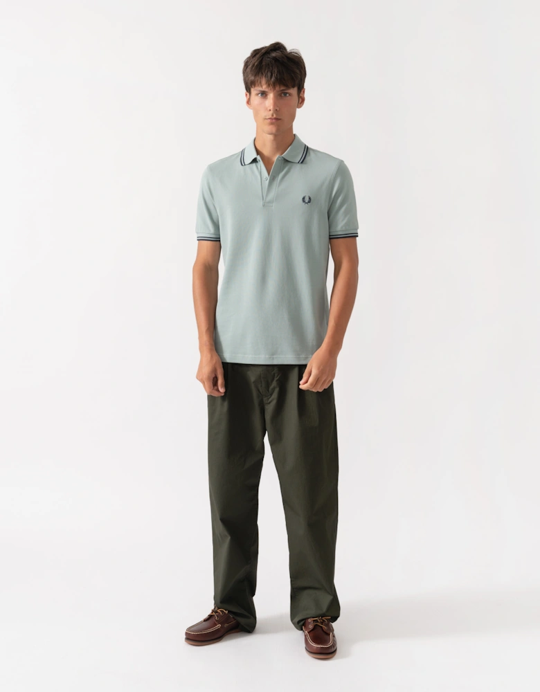 Fred Perry Mens Twin Tipped Signature Polo Shirt - Silver Blue/Dark Airforce 71C