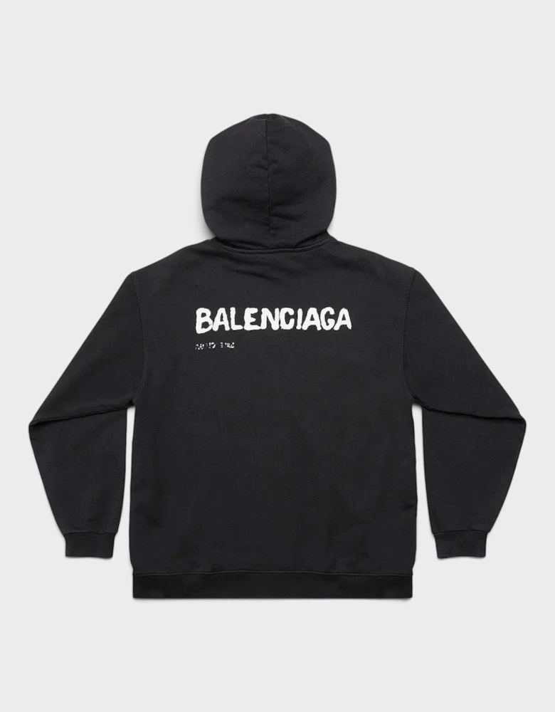 Medium Fit Logo Hoodie Black White