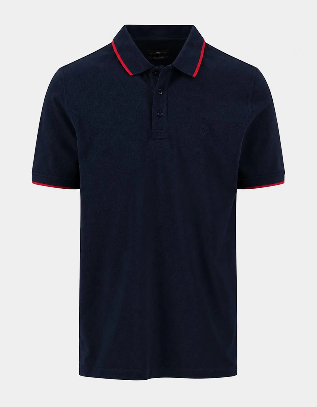 Contrast Tipped 2-Ply Cotton Polo Shirt Navy, 3 of 2
