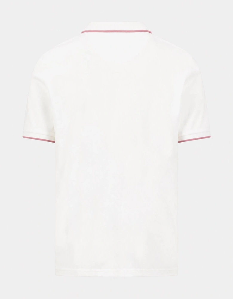 Contrast Tipped 2-Ply Cotton Polo Shirt White