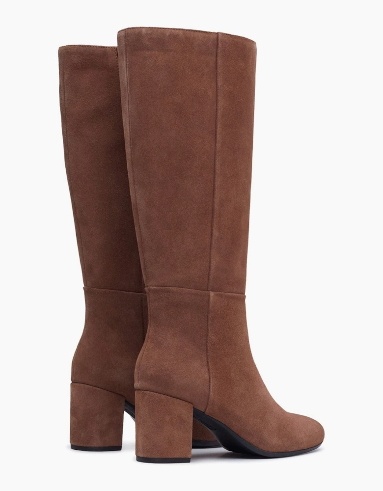 Hush Puppies Oprah Suede Long Leather Women's Mocha Heeled Knee High Boots