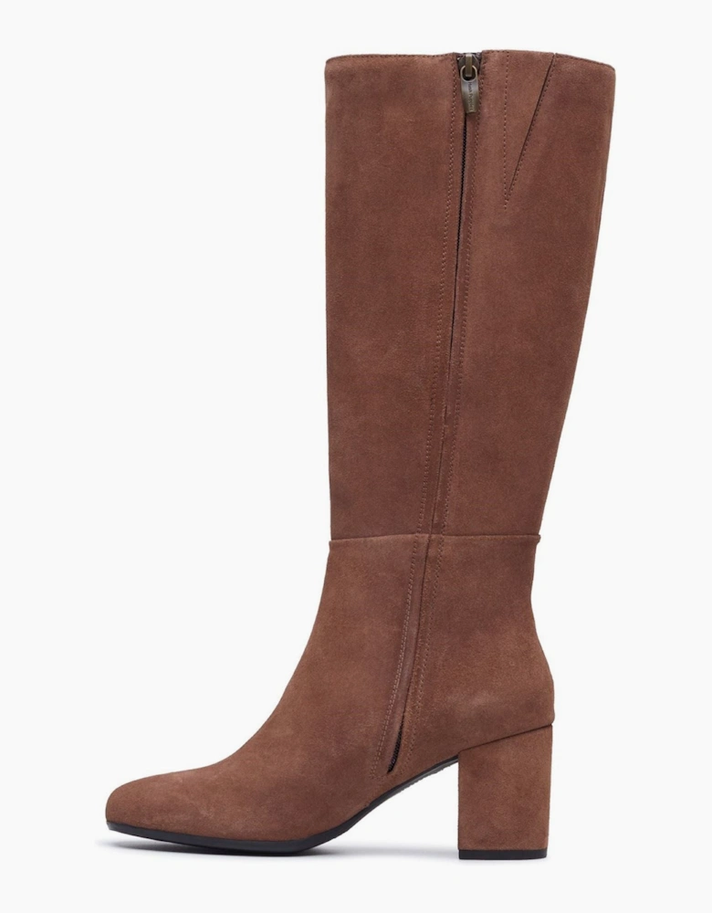 Hush Puppies Oprah Suede Long Leather Women's Mocha Heeled Knee High Boots