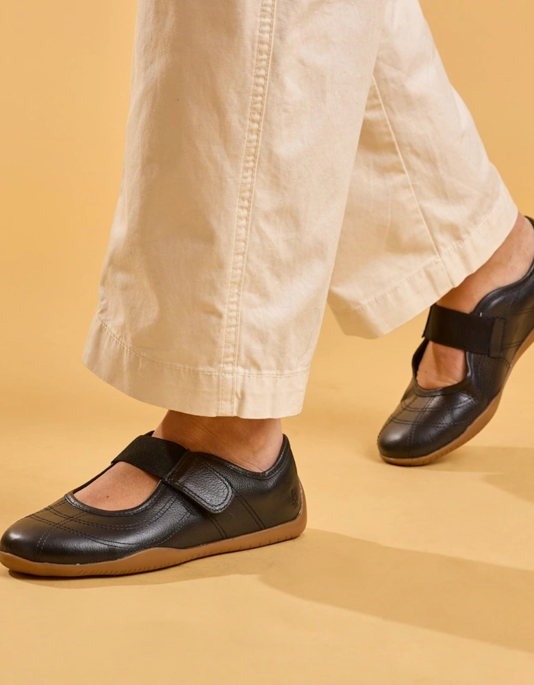 Hush Puppies Juno Sneakerina Leather Women's BLACK Flats