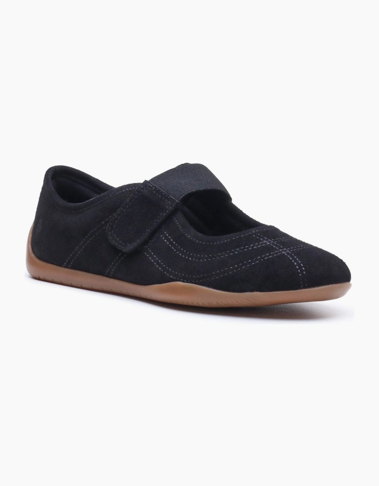 Hush Puppies Juno Suede Sneakerina Leather Women's Black Flats