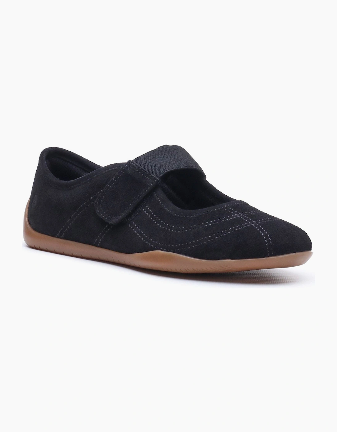 Hush Puppies Juno Suede Sneakerina Leather Women's Black Flats, 10 of 9