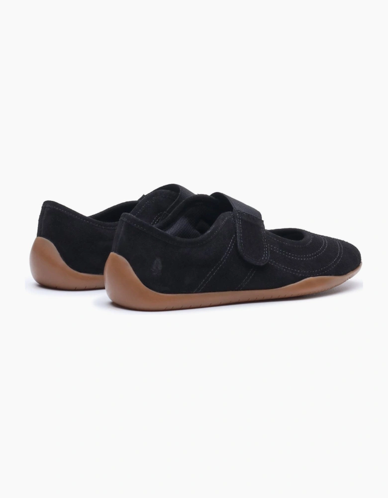 Hush Puppies Juno Suede Sneakerina Leather Women's Black Flats