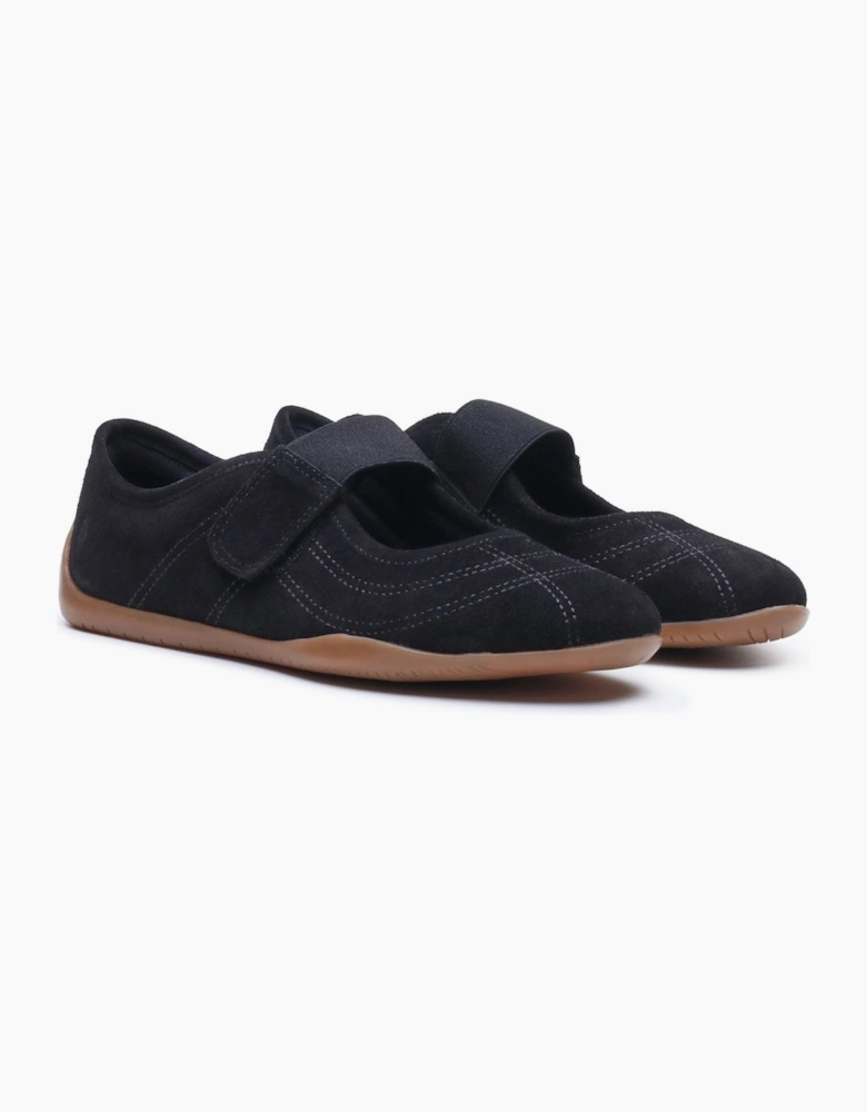 Hush Puppies Juno Suede Sneakerina Leather Women's Black Flats