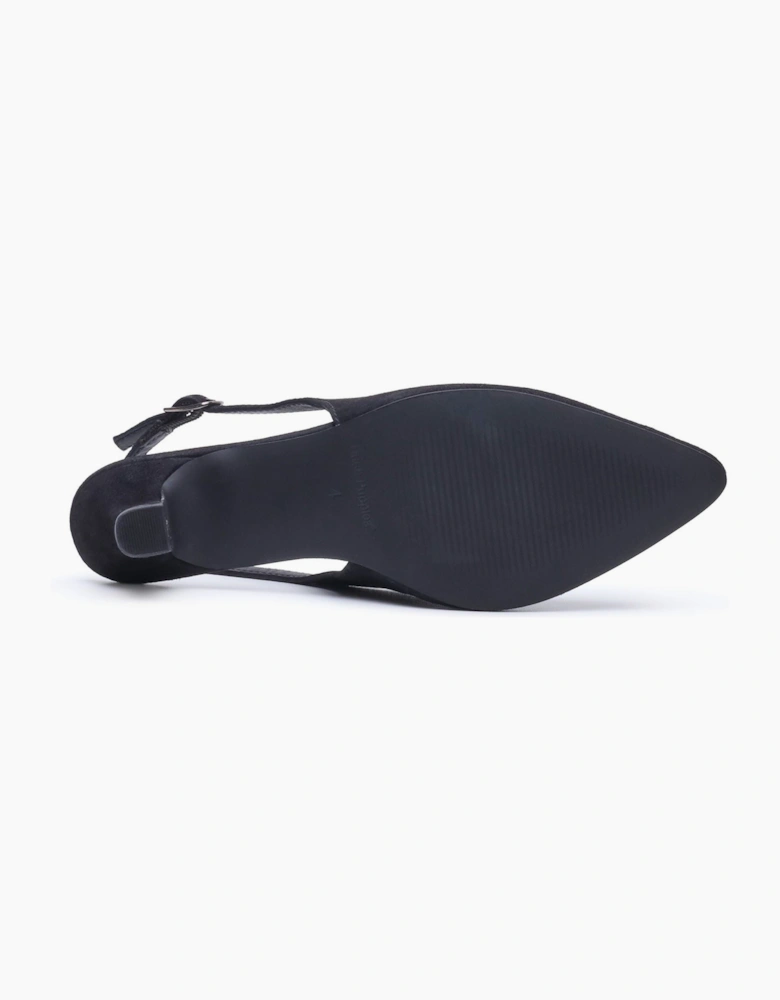 Hush Puppies Nahla Buckle Kitten Heel Women's Black Pointy Slingback Shoes