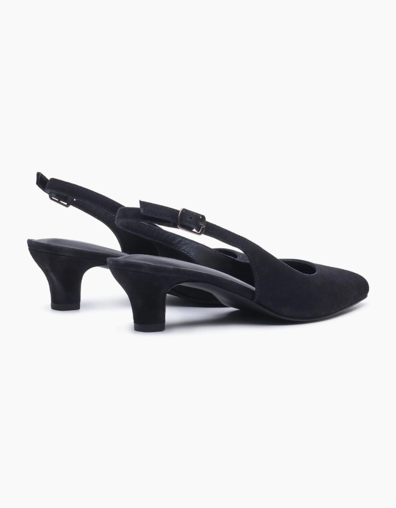 Hush Puppies Nahla Buckle Kitten Heel Women's Black Pointy Slingback Shoes