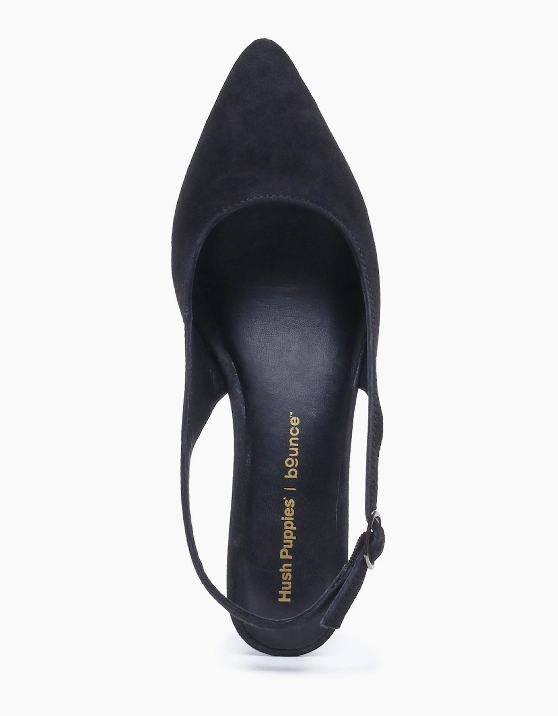 Hush Puppies Nahla Buckle Kitten Heel Women's Black Pointy Slingback Shoes