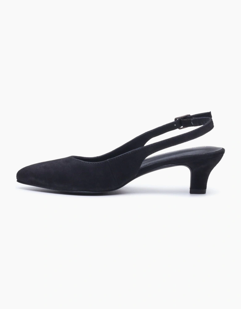 Hush Puppies Nahla Buckle Kitten Heel Women's Black Pointy Slingback Shoes