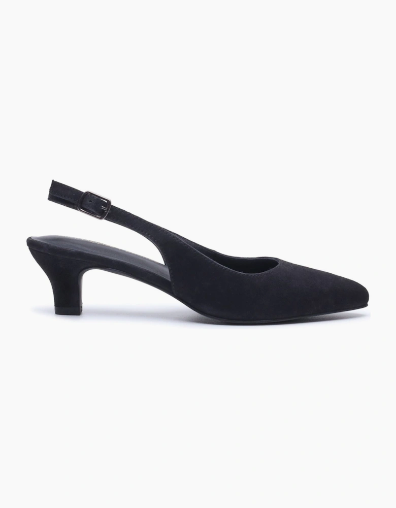 Hush Puppies Nahla Buckle Kitten Heel Women's Black Pointy Slingback Shoes