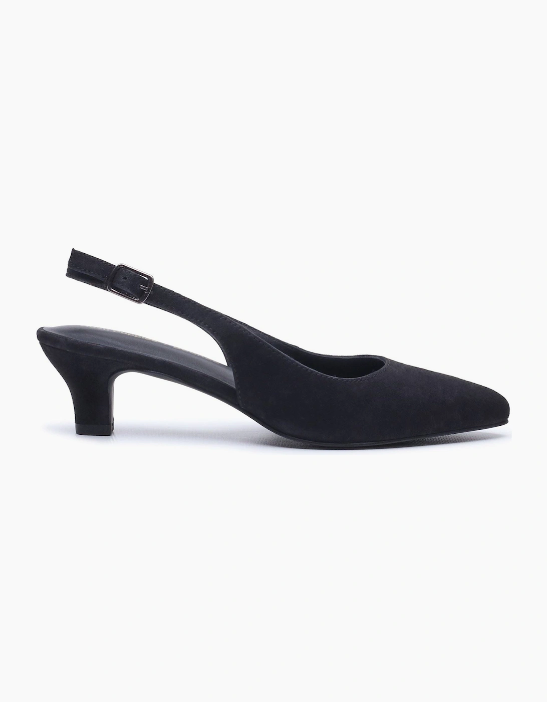 Hush Puppies Nahla Buckle Kitten Heel Women's Black Pointy Slingback Shoes