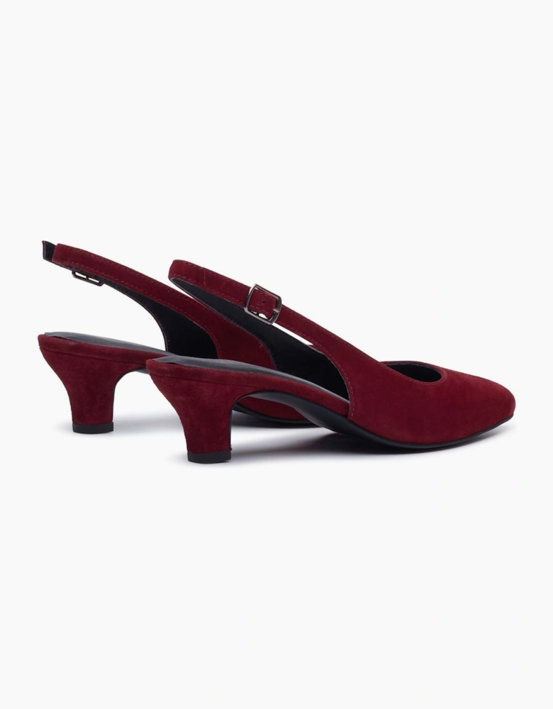 Hush Puppies Nahla Buckle Kitten Heel Women's Bordeaux Pointy Slingback Shoes