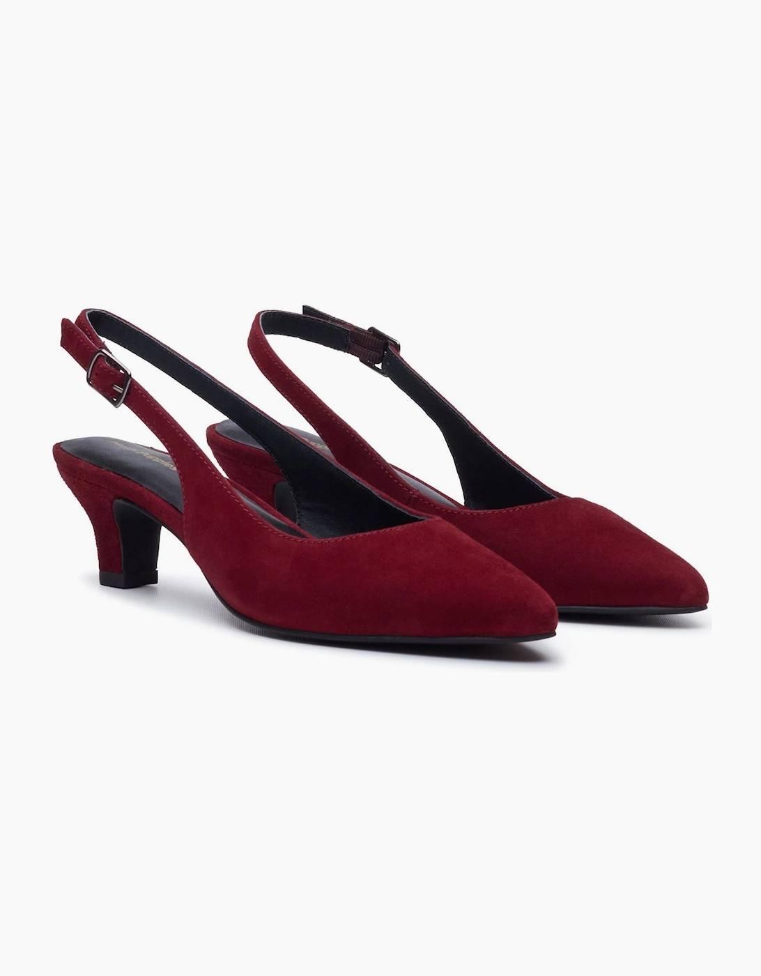 Hush Puppies Nahla Buckle Kitten Heel Women's Bordeaux Pointy Slingback Shoes