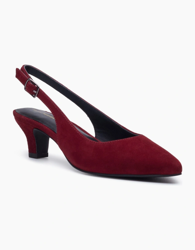 Hush Puppies Nahla Buckle Kitten Heel Women's Bordeaux Pointy Slingback Shoes