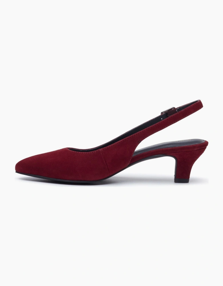 Hush Puppies Nahla Buckle Kitten Heel Women's Bordeaux Pointy Slingback Shoes