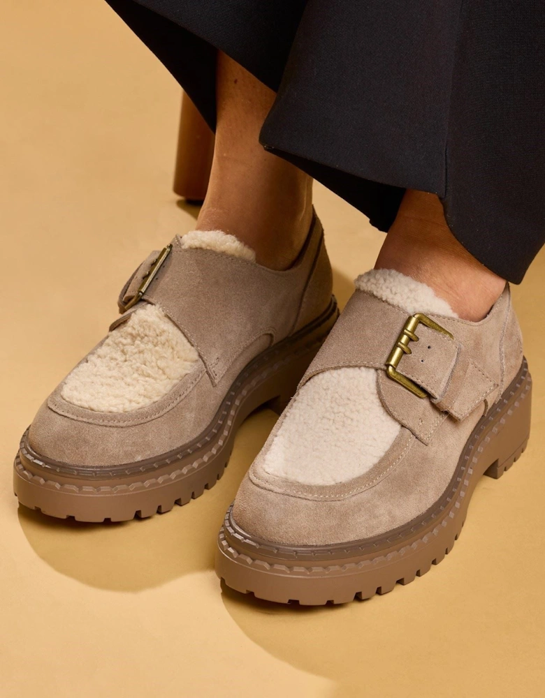 Hush Puppies Orla Monk Leather Women's Taupe Loafers