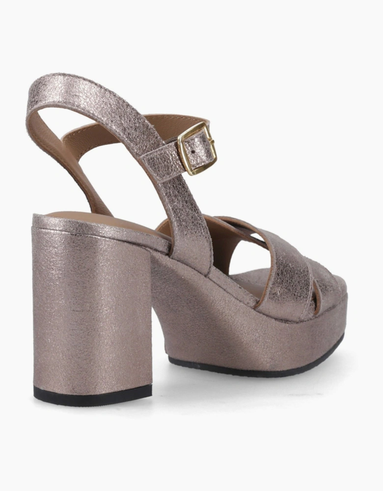 Hush Puppies Ophelia Leather Heel Suede Women's Pewter Slim Fit Heels