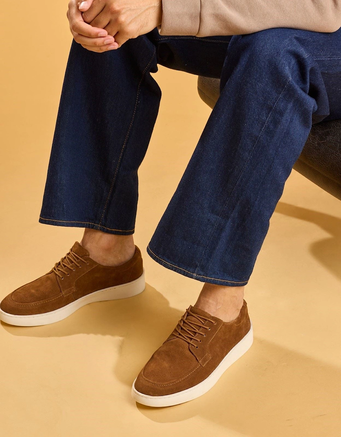 Hush Puppies Riven Lace Up Leather Men's TAN Lace-Up Shoes
