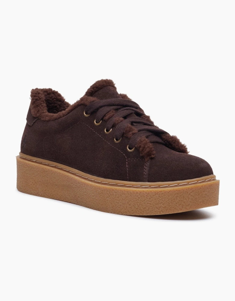 Hush Puppies Brinlee Fur Suede Women's BROWN Trainers