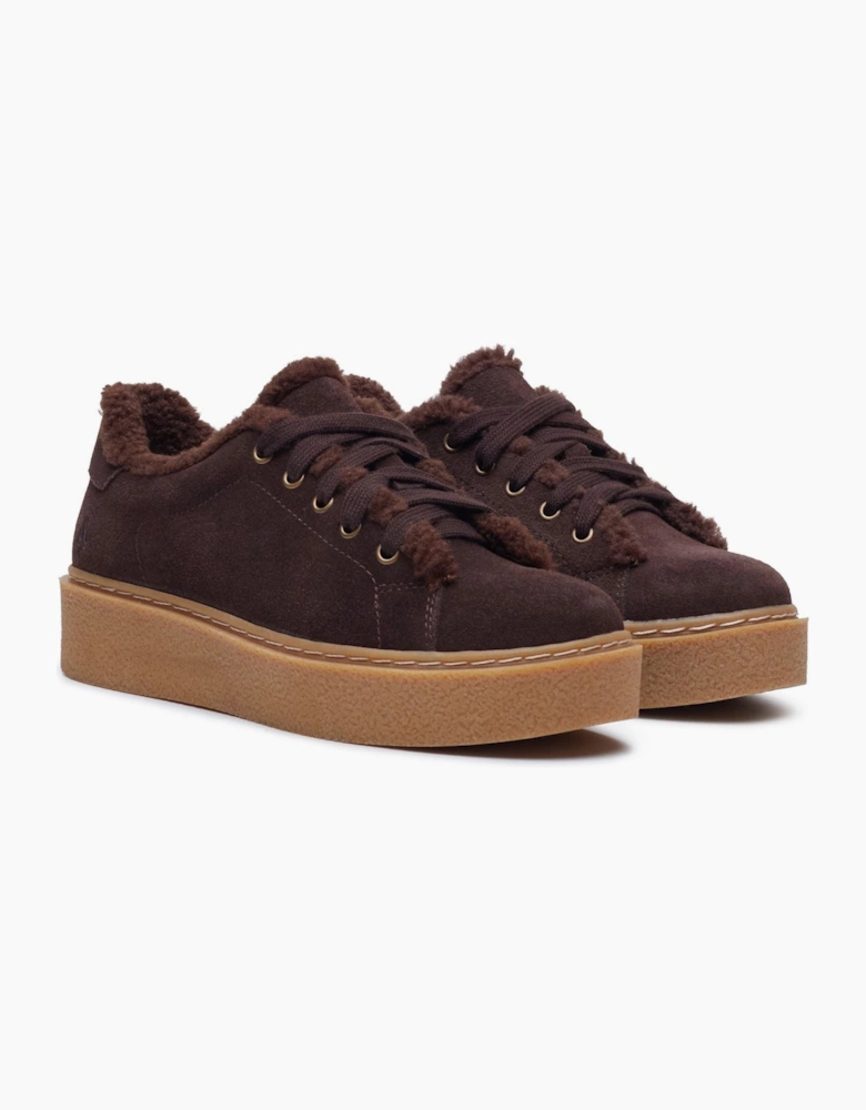 Hush Puppies Brinlee Fur Suede Women's BROWN Trainers