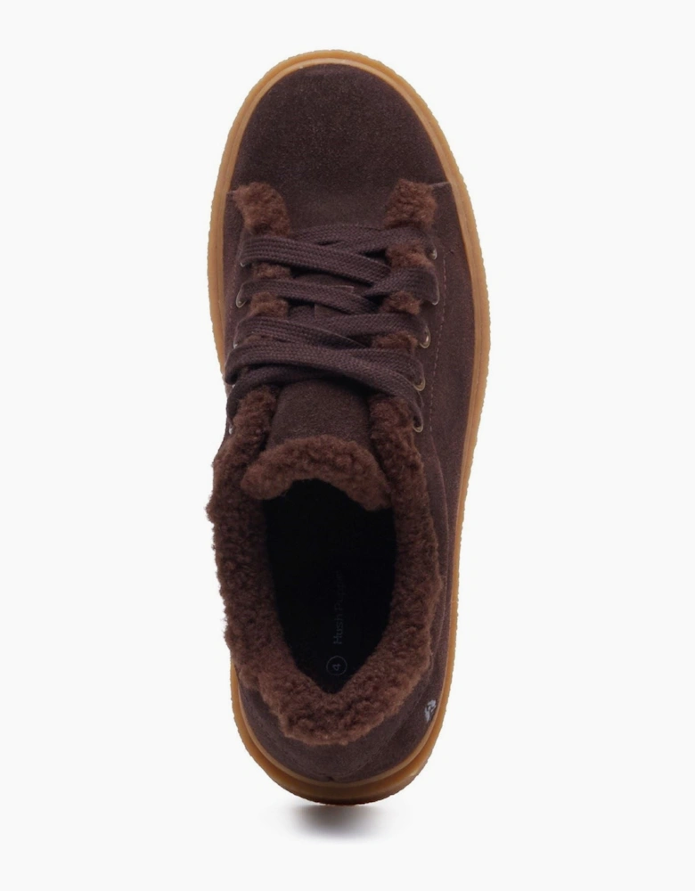 Hush Puppies Brinlee Fur Suede Women's BROWN Trainers