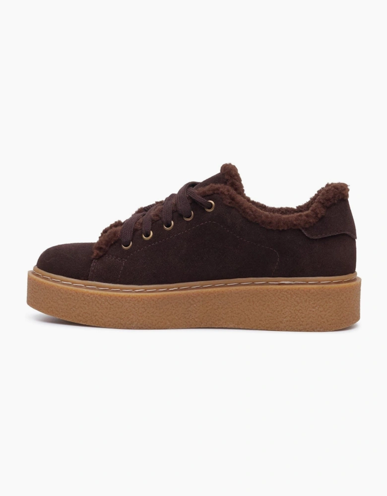 Hush Puppies Brinlee Fur Suede Women's BROWN Trainers