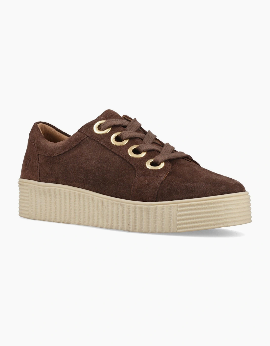 Hush Puppies Women's Brown Tamsin Suede Chocolate Slim Fit Trainers - Size 8