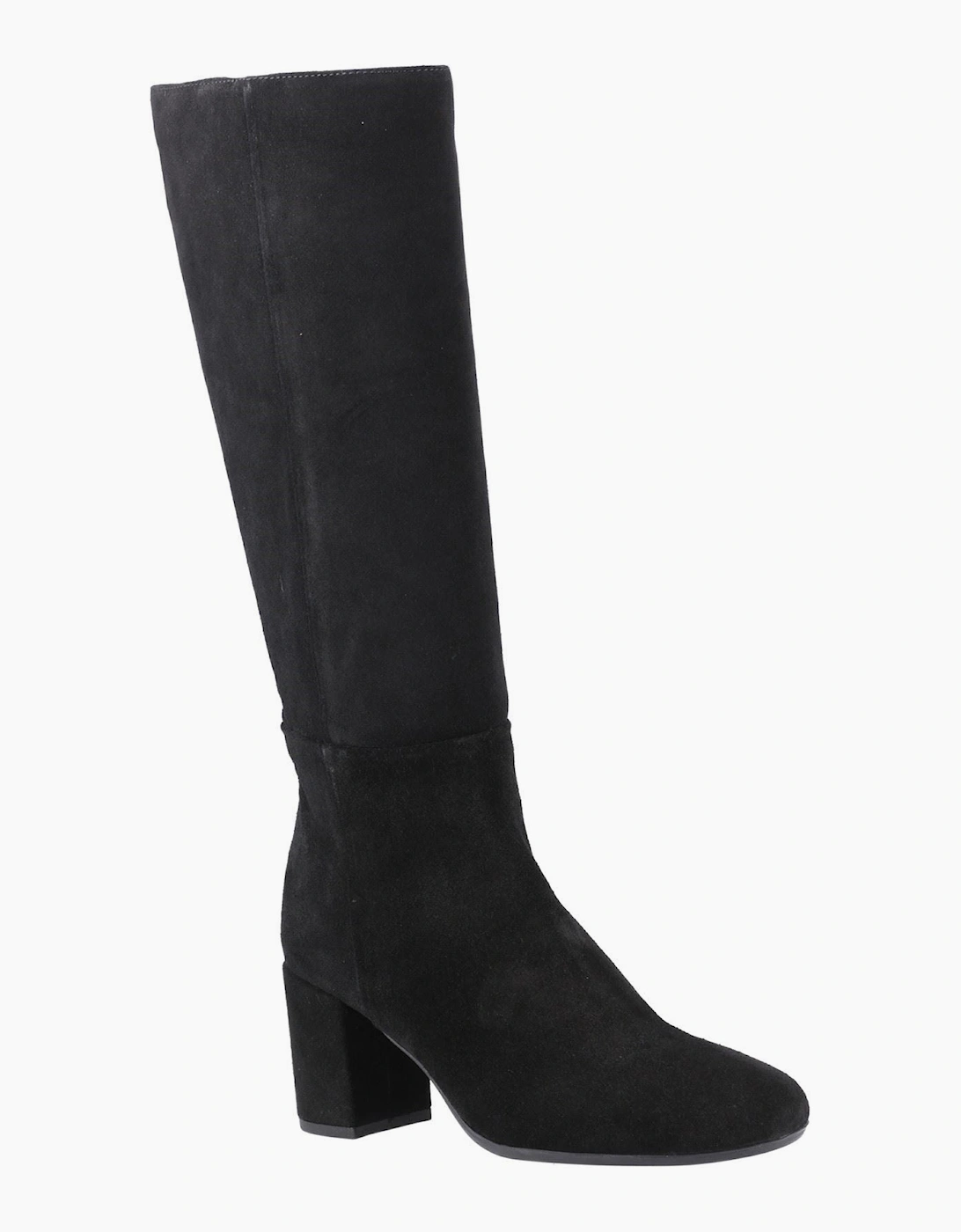 Hush Puppies Oprah Suede Long Leather Women's Black Heeled Knee High Boots, 6 of 5